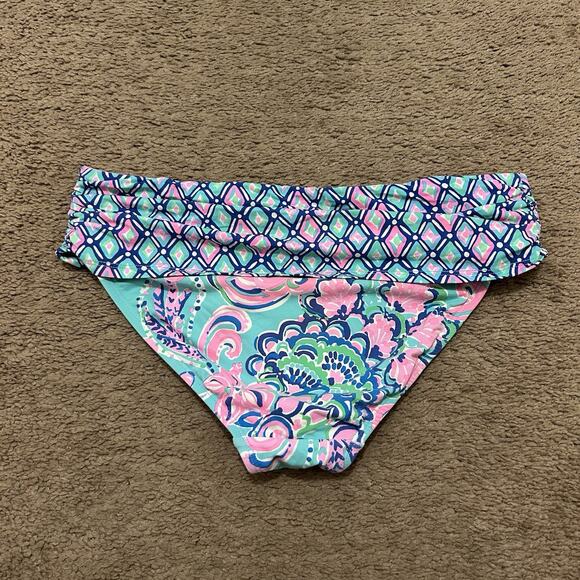 Lilly Pulitzer Lagoon Sarong Hipster Bikini Bottom Blue Horizon Jungle Sunrise - Picture 5 of 6
